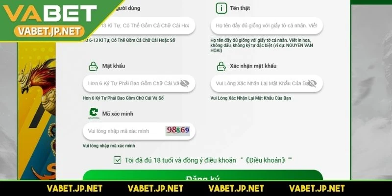 Điền chính xác thông tin vào biểu mẫu đăng ký theo yêu cầu