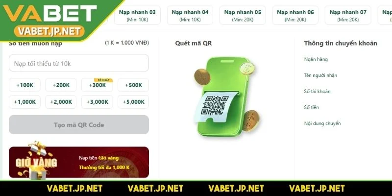 Nạp tiền vào tài khoản chính chủ trải nghiệm trò chơi hấp dẫn